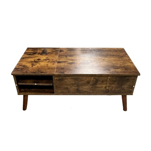 Coffee Table, 100 x 50 cm Lift Top Coffee Table with Adjustable Storage Shelf for Home, Living Room, Office (Rustic Wood) Coffee Table, 100 x 50 cm Lift Top Coffee Table with Adjustable Storage Shelf for Home, Living Room, Office (Rustic Wood)